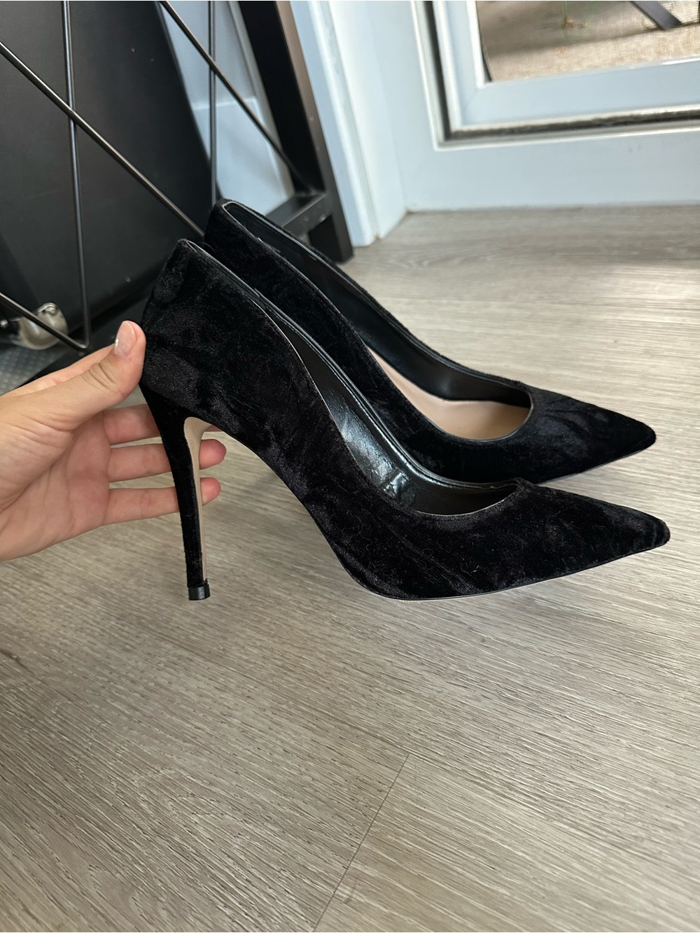 Classic Black Velvet Pointed High Heels